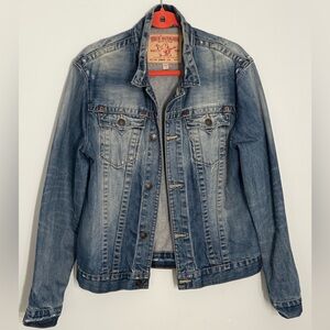 True Religion Distressed Denim Jacket Size Medium